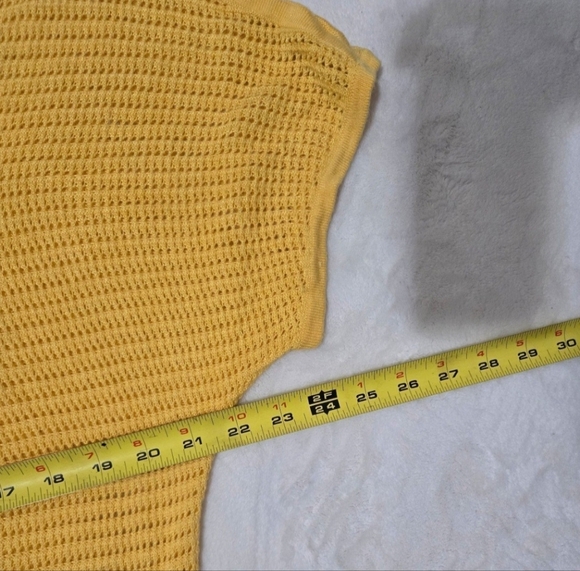 Torrid Open Stitch Shirt Women's Size 2X Yellow Short Sleeve Stretchy Crocheted - Picture 12 of 12